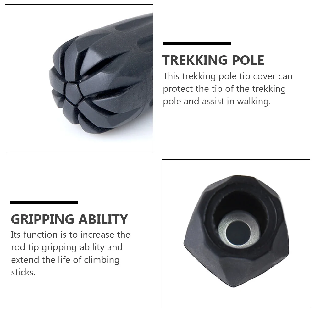 

16Pcs Trekking Pole Tip Cover Rubber Protector Hiking Walking Pole Tip Cover for Climbing Camping Durability Wear-Resistant