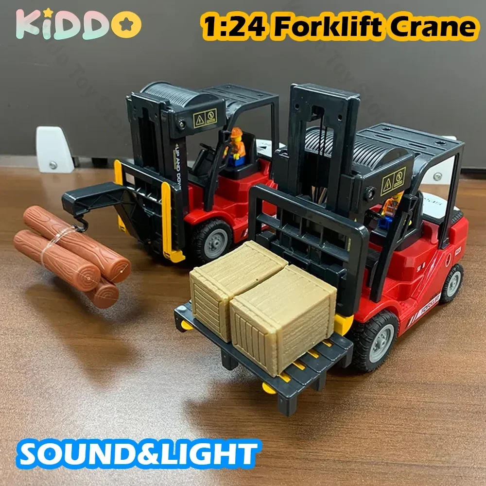 

2.4G Remote Control Forklift Crane Lifting Light Sound Spray RC Trailer Multi-Functional Simulated Eletric Engineering Vehicle