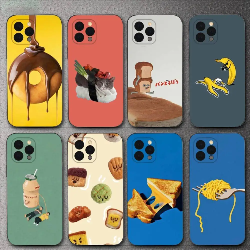 

DARING FOODS Phone Case For iPhone 16,15,14,13,12,11,XS,XR,X,8,7,Pro,Max,Plus,mini Silicone Black Cover