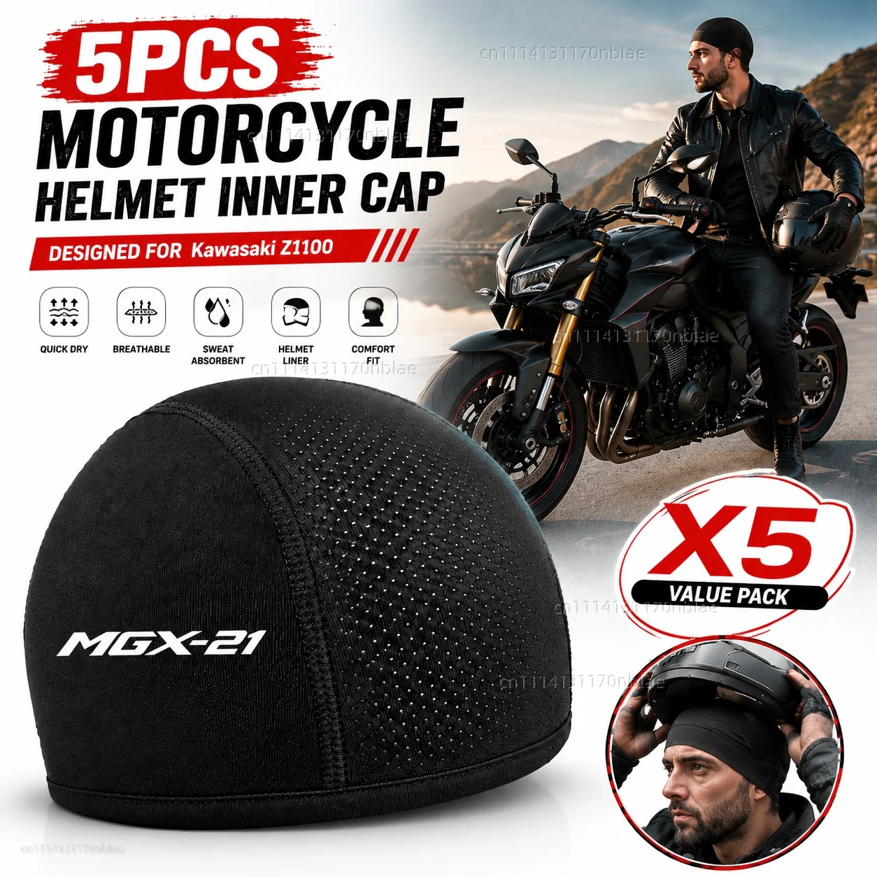 

5pcs Motorcycle Helmet Inner Cap Hat Quick Dry Breathable Hat Racing Cap Thin Soft Beanie For Moto Guzzi MGX-21 2016-2020 Bagger