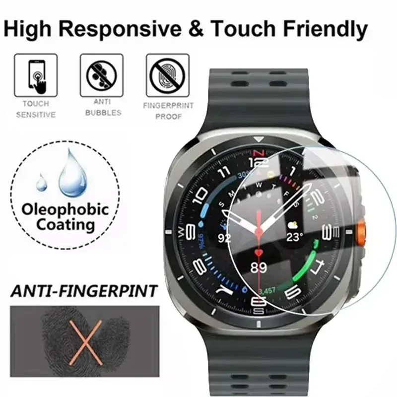 Película de vidrio templado HD de pegado rápido para Samsung Galaxy Watch 8/8 película protectora de pantalla clásica para reloj Ultra 7 6 5 4 44/40mm