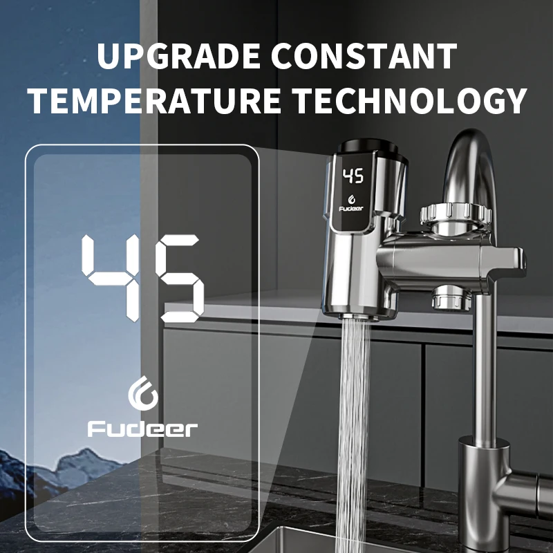 Fudeer 3400W Instant Water Heater Tankless Heaters Kitchen Electric Hot Water Tap Bathroom Heating Faucet Machine