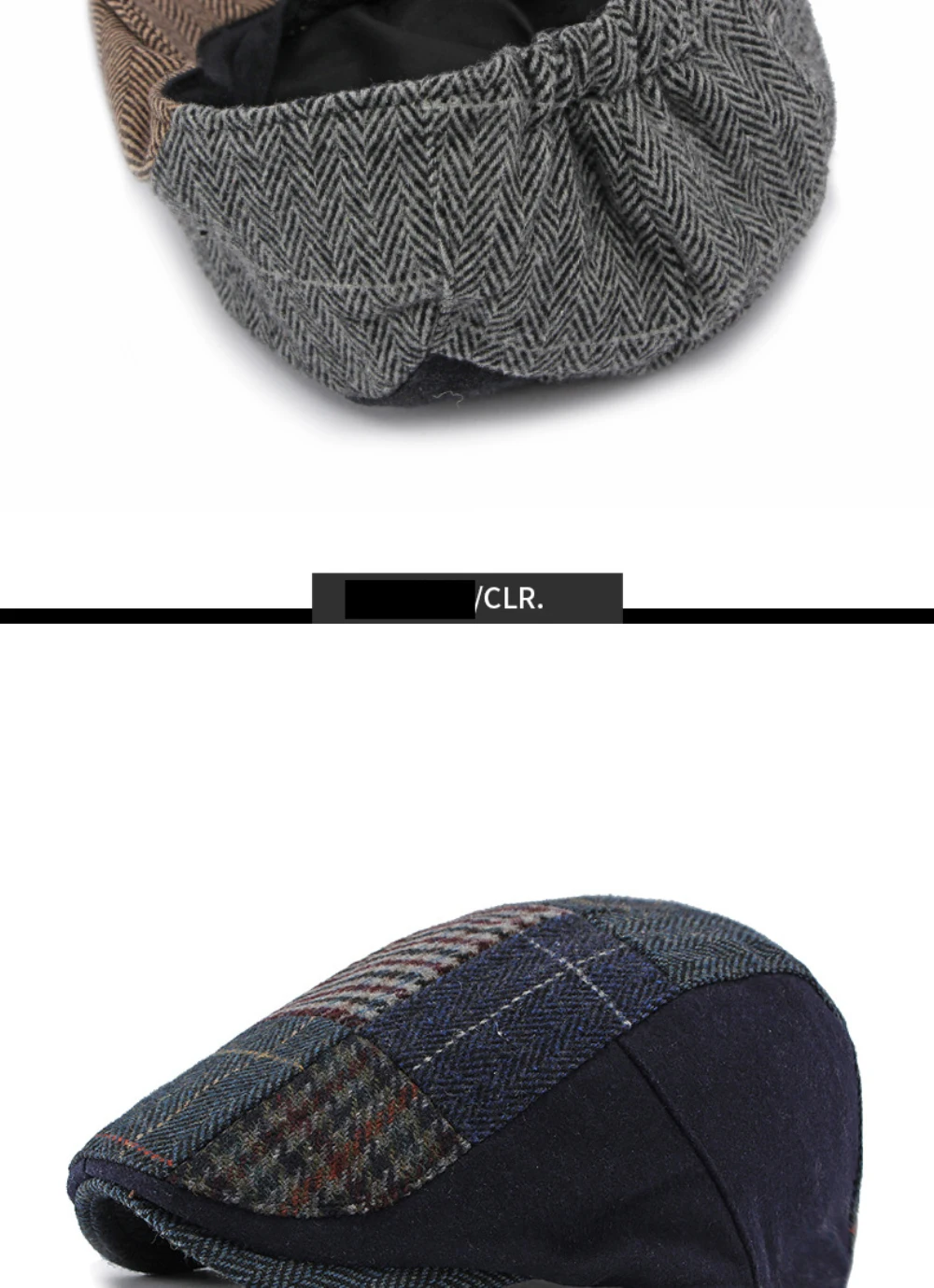 HT5157 Herren- und Damen-Baskenmütze, Retro-Patchwork-Künstlermütze, karierte Ivy-Flatcap, 2026 neue Herbst-Winter-Wollmütze – Detail 15