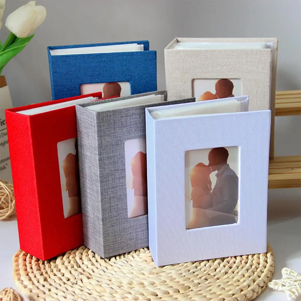 Wedding Photo Album Linen Cover Slip-in Photo Album with 100 Pockets for 4x6-inch Pictures Ideal for Wedding Travel Family