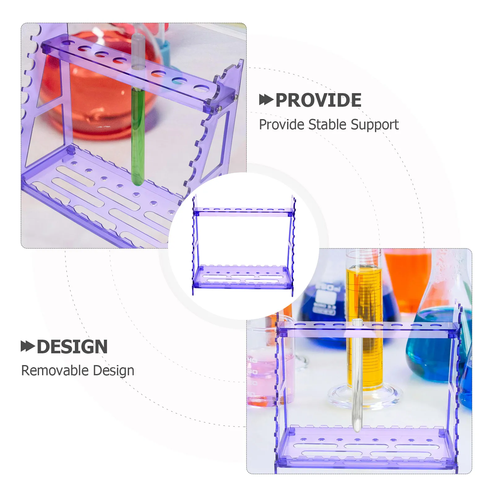 

Plastic Pipette Stand Straw Holder for Experiment Multiple Pipettes Water Bottle Rack Portable Lab Tools detachable T purple