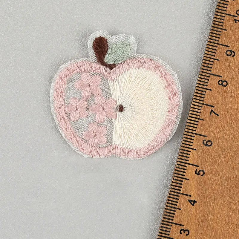 10 Stück Apfel-Frucht-Spitzenstickerei-Applikationen für DIY-Kleidung, Haarspangen, Taschen, Schuhe, Blumendekorationen, Aufnäher – Detail 7