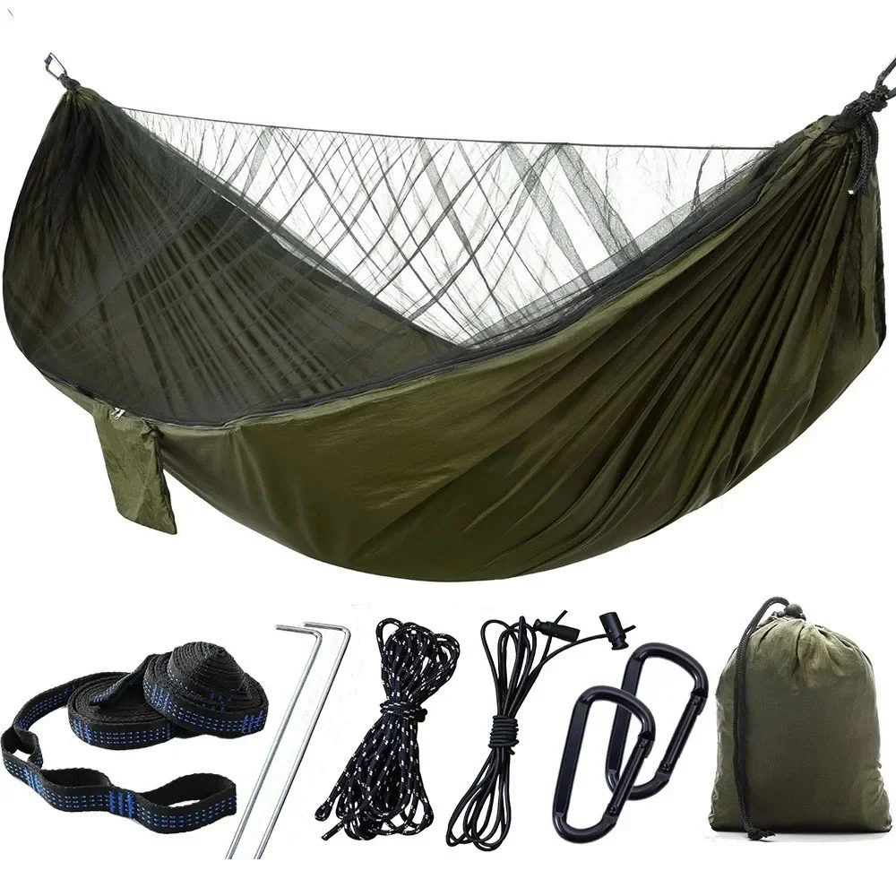 

Hot SalesOutdoor Parachute Straps Hanging Travel Hammock Swings With Mosquito Net
