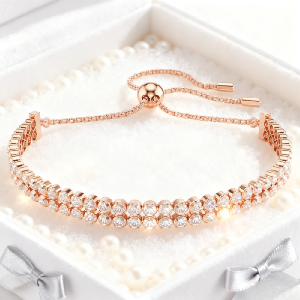 

Premium Jewelry 2025 New Double Row Diamond Adjustable Bracelet - Fashionable & Versatile