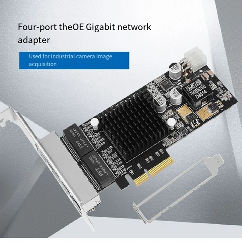 4 Port PCIE POE Network Card 10/100/1000M Gigabit Industrial Ethernet Converter PCI-E 1x Adapter Intel350 Chip-DT30