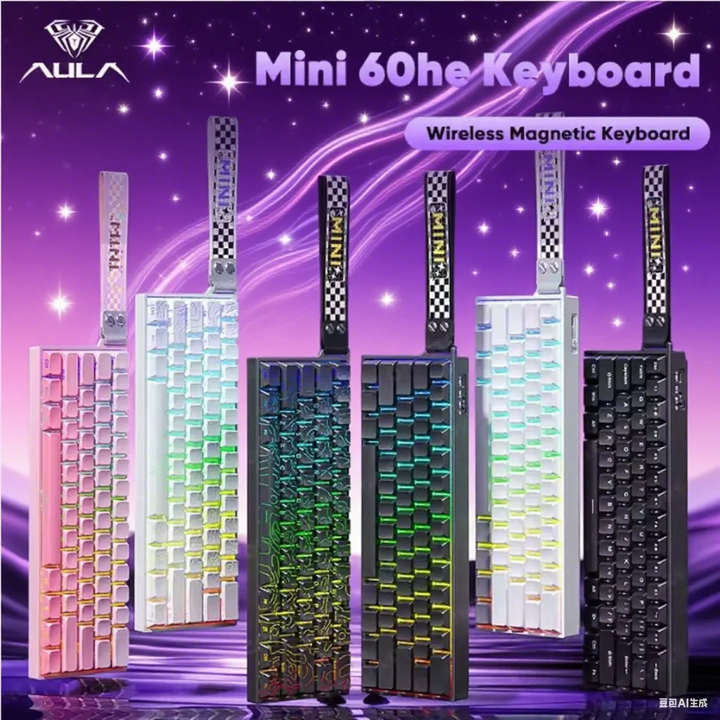 

AULA MINI 60HE Pro Series Клавиатура с магнитным переключателем Трехрежимная RGB RT0.01 мм 8K 4000 мАч Механическая клавиатура для киберспортивных игр