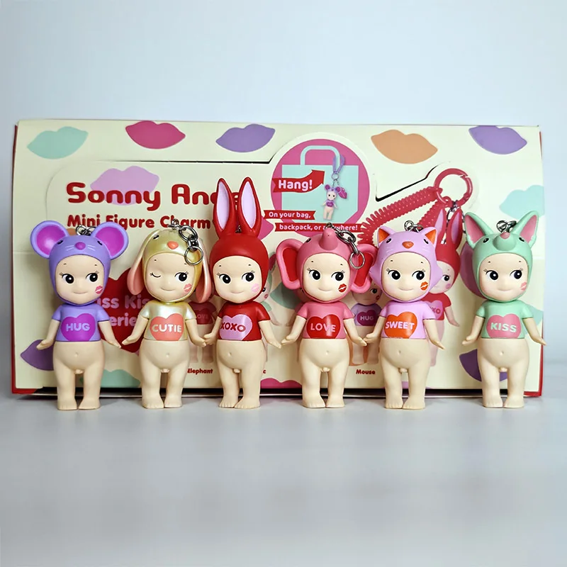 

Boxed 6pcs/set sonny angel Kiss Series kawaii Action Figures PVC Model Keychain backpack pendant Toys doll Christmas Gifts