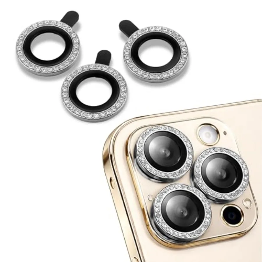 Rhinestone Camera Lens Protector Decorative Metal Ring