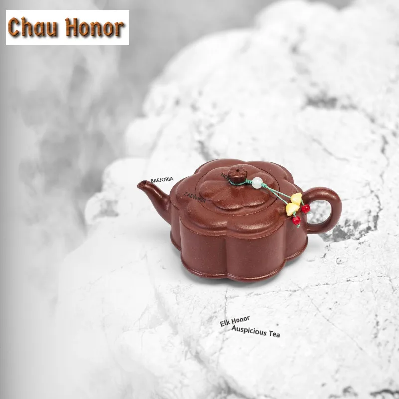 

250ml Elegant Yixing Purple Clay Teapots Handmade Plum Blossom Pot Raw Ore Purple Mud Kettle With Filter Chinese Zisha Tea Set