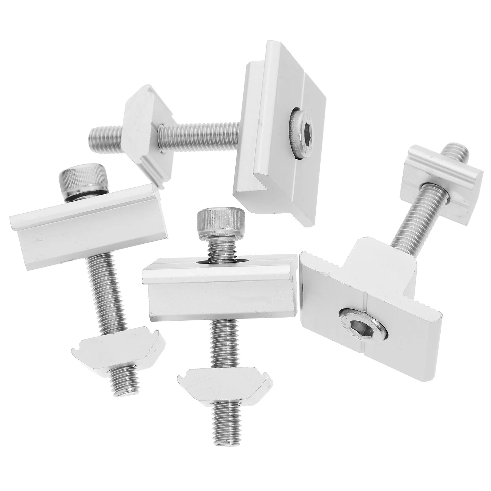 4Pcs Solar Panel Mid Clamps Aluminum Alloy Hex Socket Head Cap Bolts Secure Mounting Hardware for Solar Panel Rack Installation