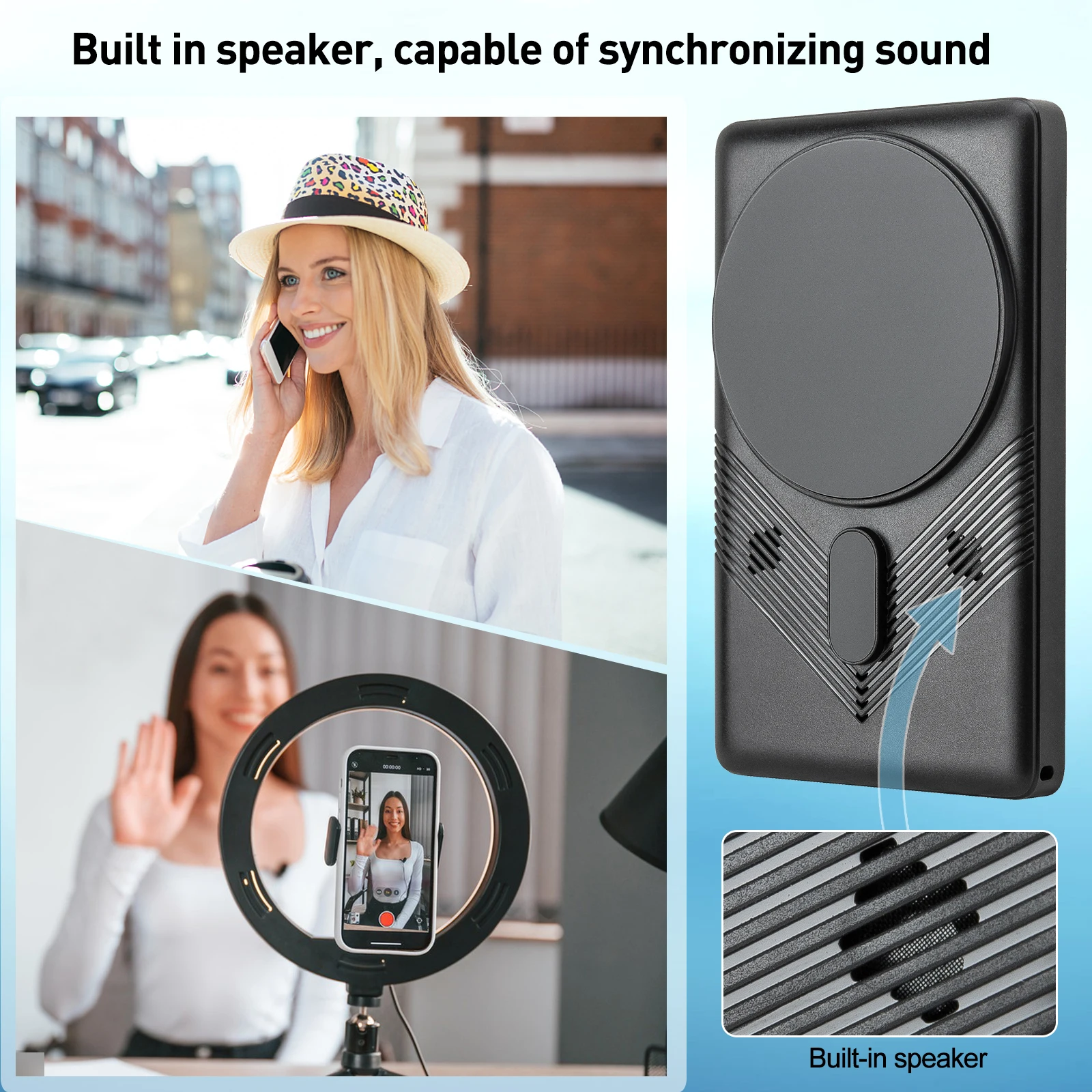 Phone Selfie Monitor Touchscreen Wireless Magnetic Mount Vlog Phone Rear Camera Selfie WiFi Bluetooth Connection for Selfie Live