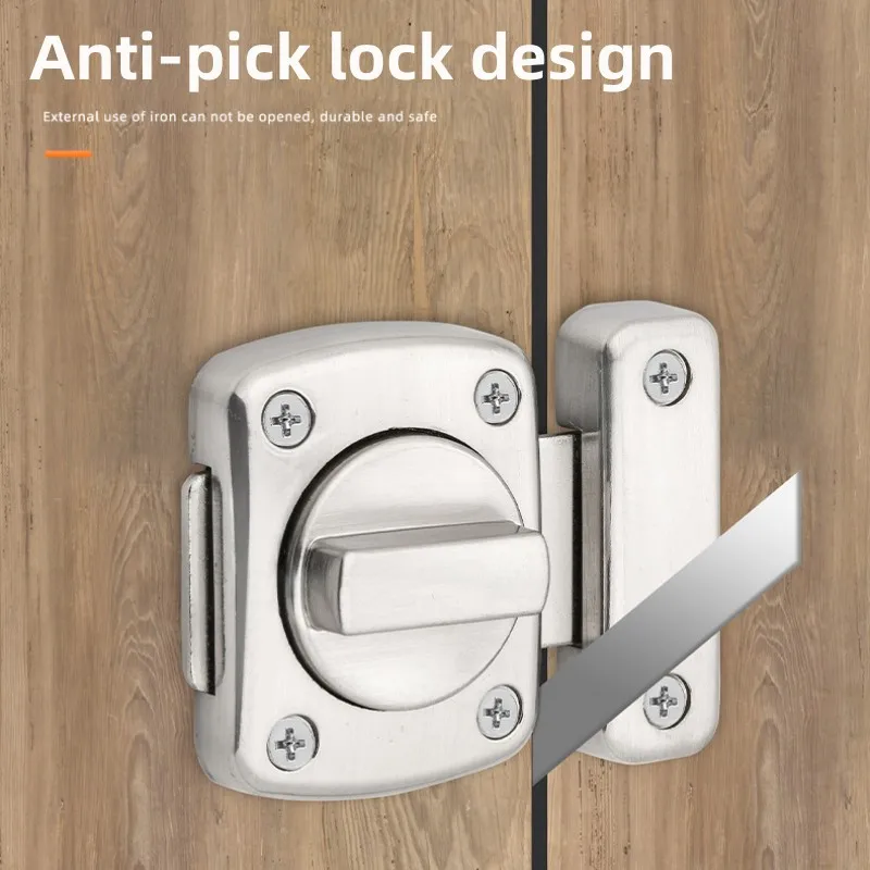1pc Home Security Latch Rotate Bolt Latch Gate Latches Door Slide Lock Twist Rotating Barrel Lock For Bathroom Toilet Door Lock