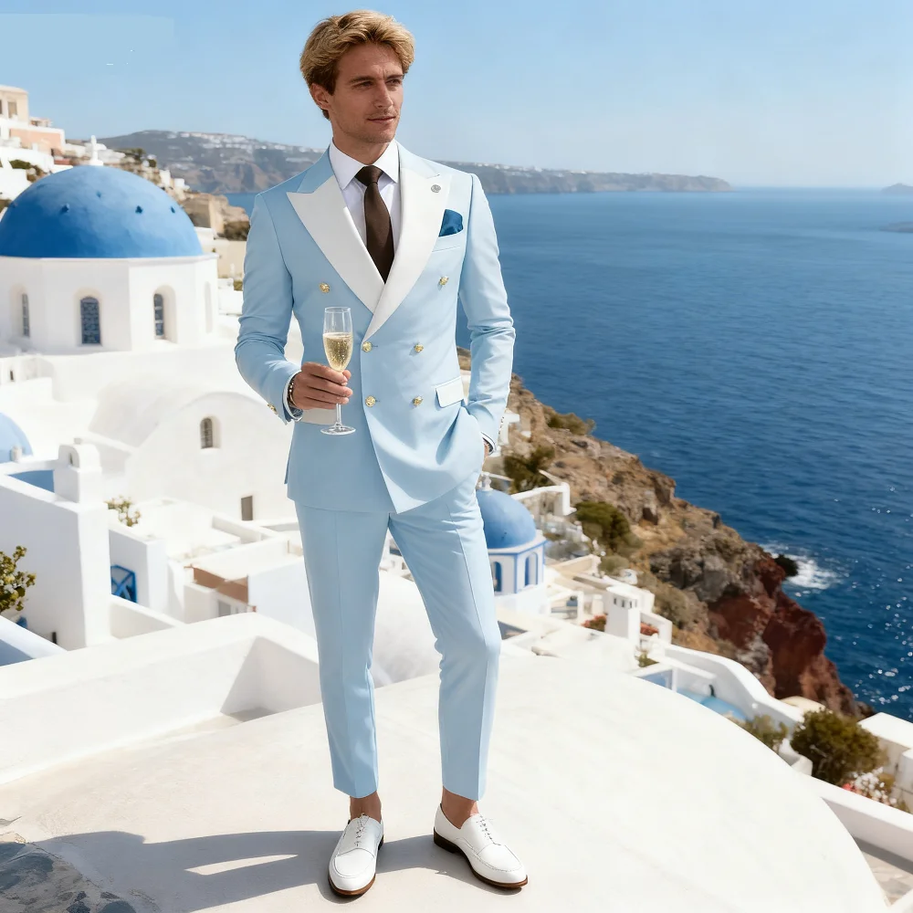 

Men's Solid Color Slim Fit 2-Piece Wedding Tuxedo Formal Smoking Suit for Graduation Party Best Men's Groomsmen Attire