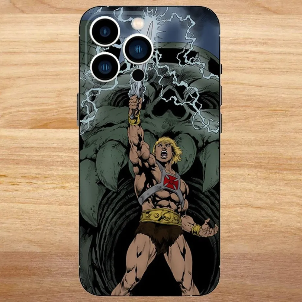 حافظة هاتف H-He Man لهاتف iPhone 16,15,14,13,12,11,Mini,Pro,SE,MAX غطاء أبيض غير لامع مقاوم للصدمات