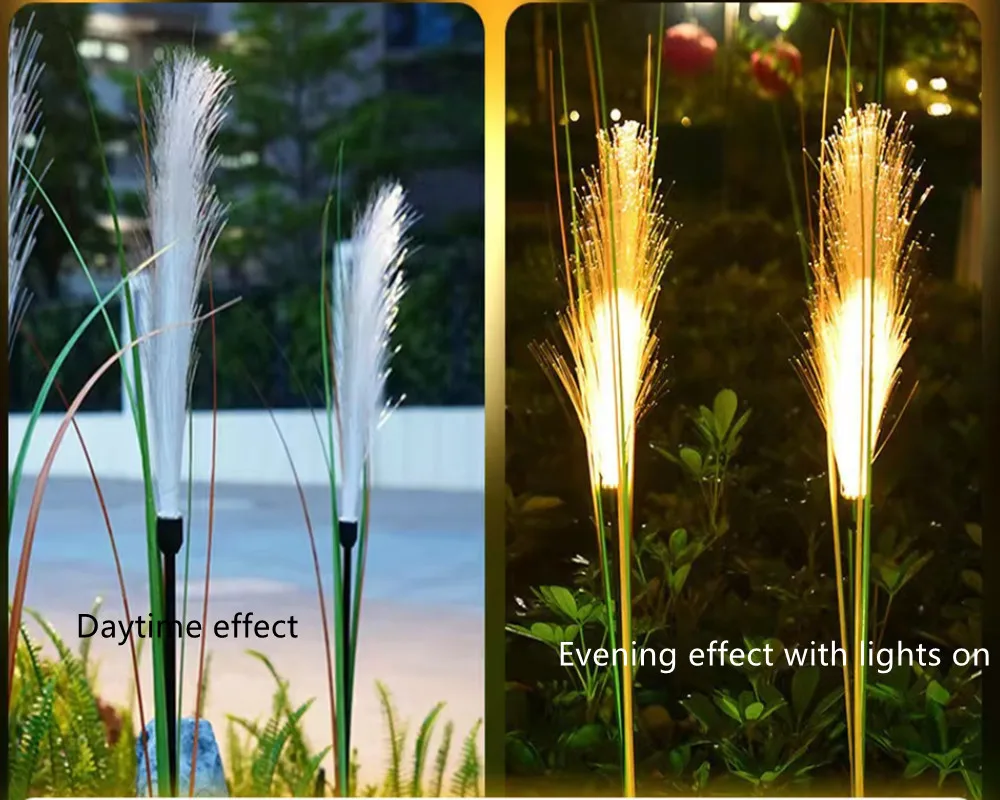 2PCS LED Solar Garden Reed Lamp Outdoor Waterproof Lawn Light Yard Christmas Decoration Path Lighting Decor Solar Power Light