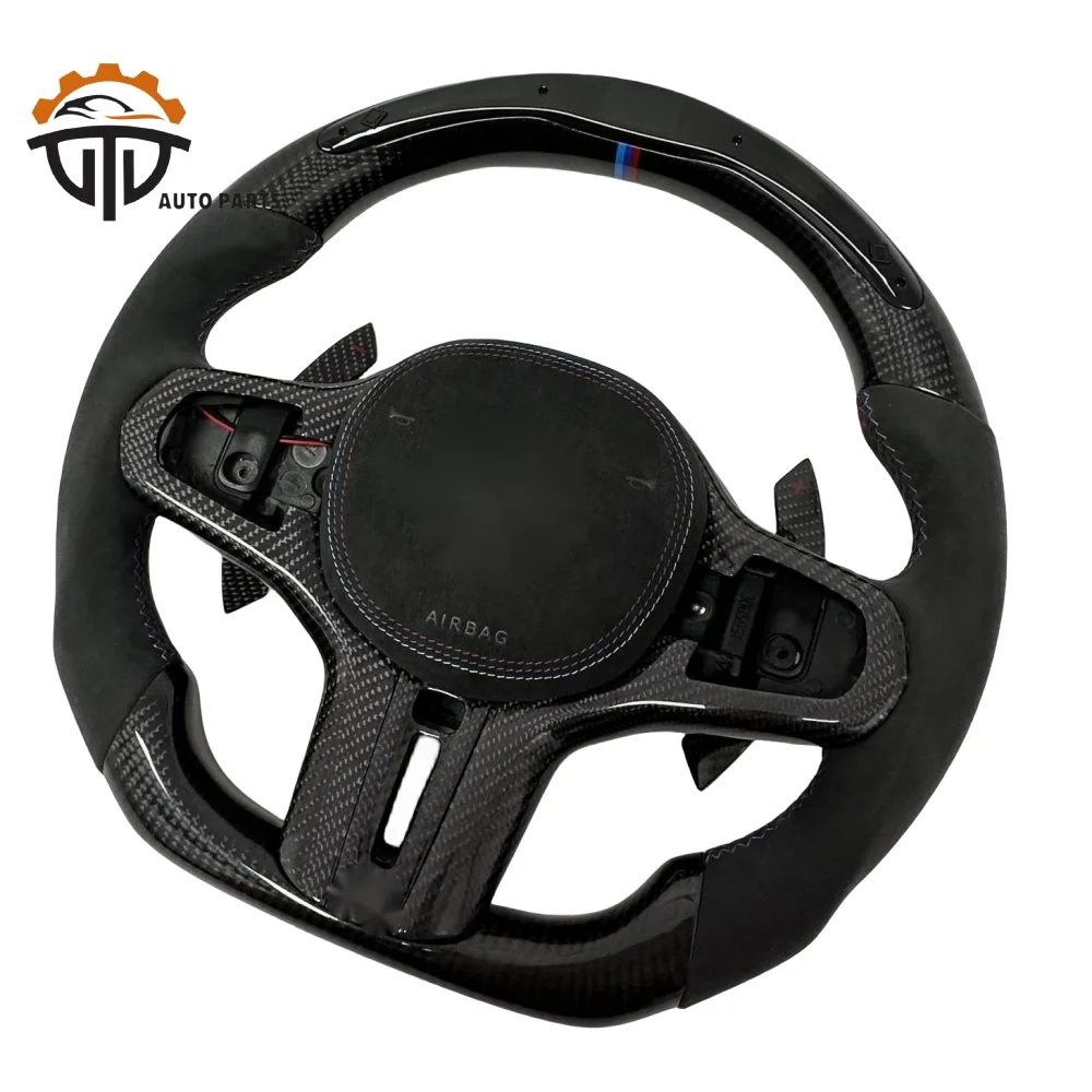 Replacement Real Glossy Carbon Fiber Steering Wheel With Perforated Leather Fit For BMW G20 G28 G30 G38