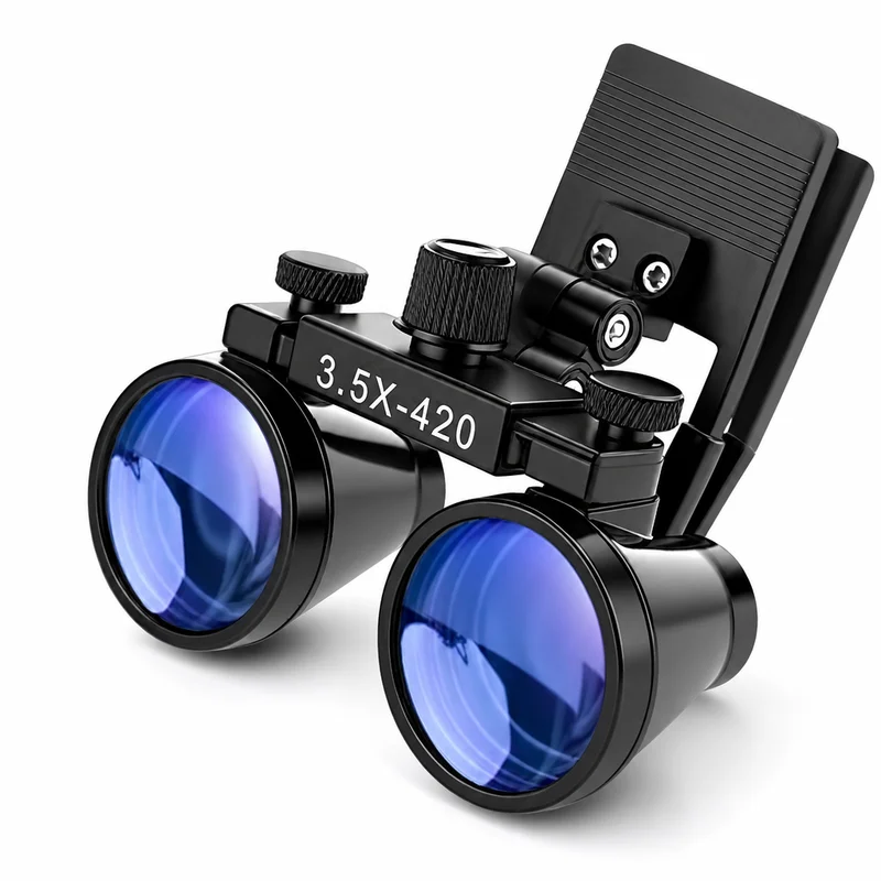 Clip On Dental Surgical Loupes 2.5X 3.5X Binocular Magnifier 420mm Working Distance Adjustable IPD Dental Loupe for Dentist Oral