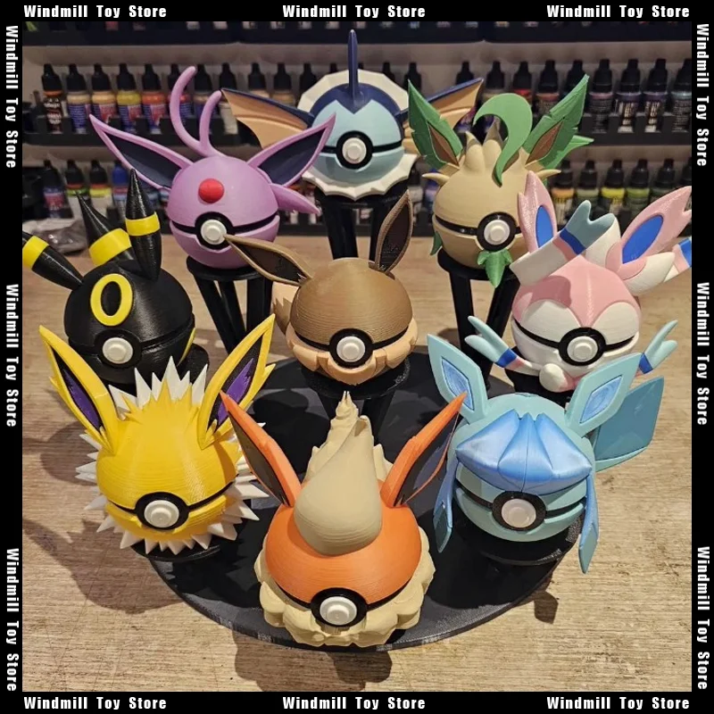 

7cm 3D Printing Eeveelution Poké Ball Pokémon Game Animation Peripherals Collections Model Desktop Ornament Decoration Gift Toy