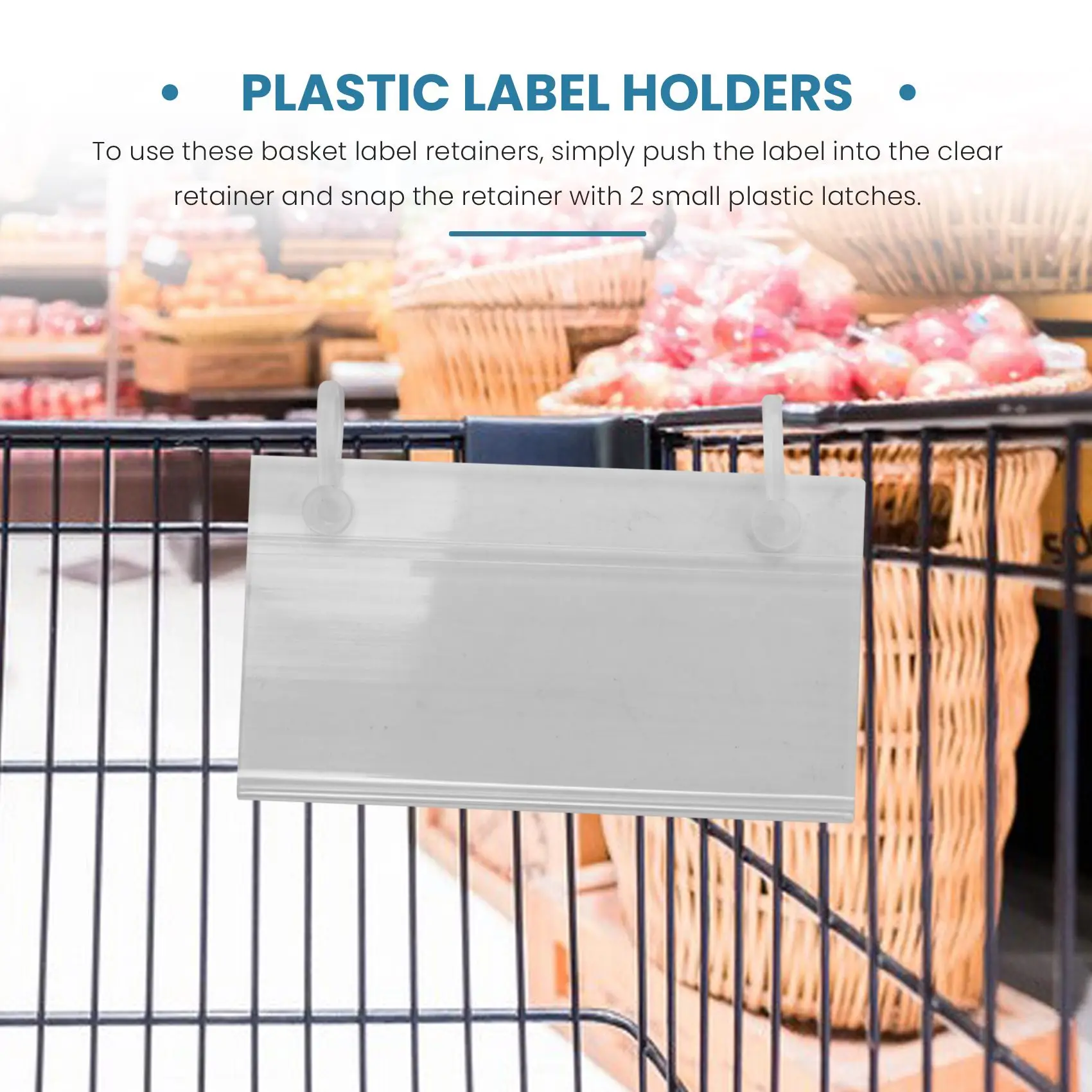 Stylish-80Pcs Plastic Basket Label Holders Price Tag Ticket Hanger Clips With Button Design Lock Closure For Market Grocery