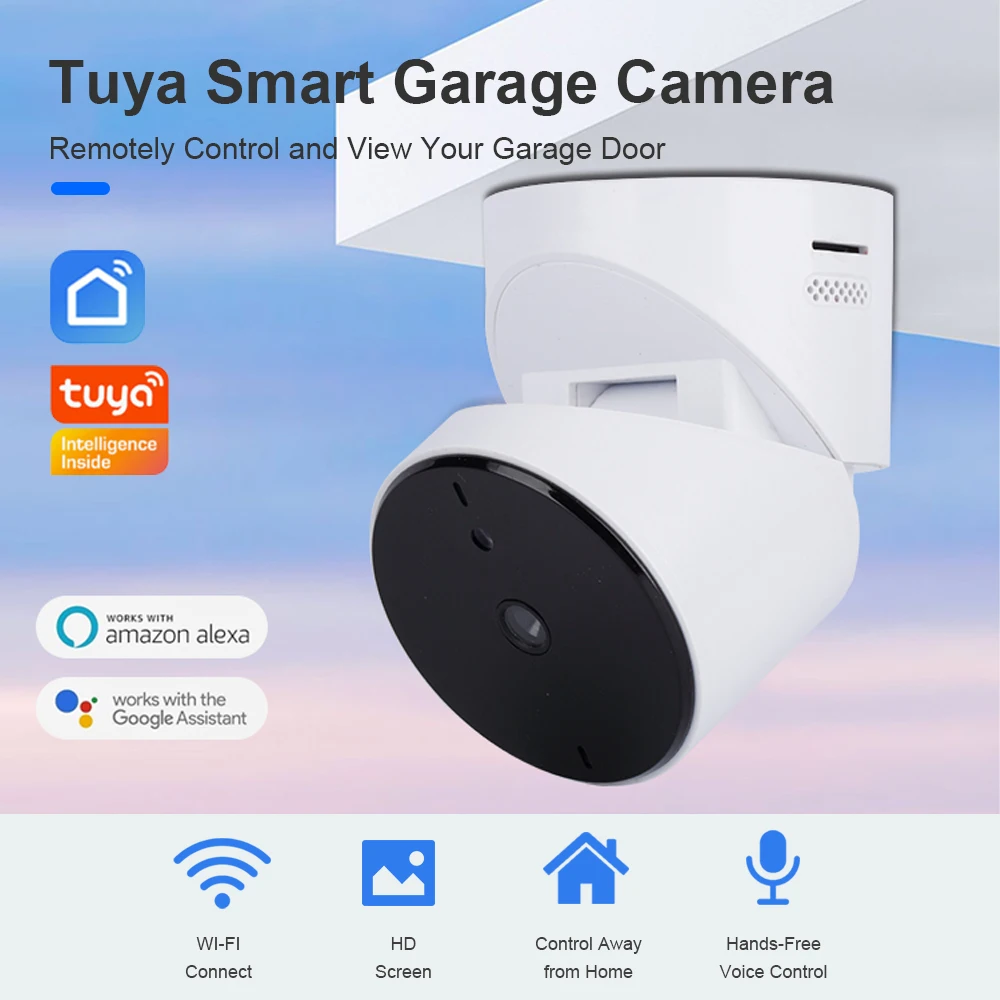 Tuya Smart WiFi Garage Camera Door Opener Controller Alexa Echo Google Home Smart Life Tuya APP Remote Control with 1080P Camera