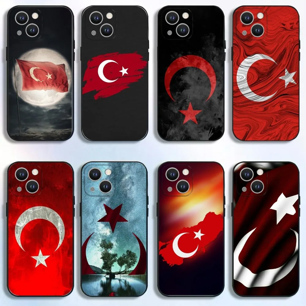 

Turkey Turkish Flag Phone Case For iPhone 16,15,14,13,12,11 Plus,Pro Max,XS,X,XR,SE,Mini,8,7,Soft Silicone Black Cover