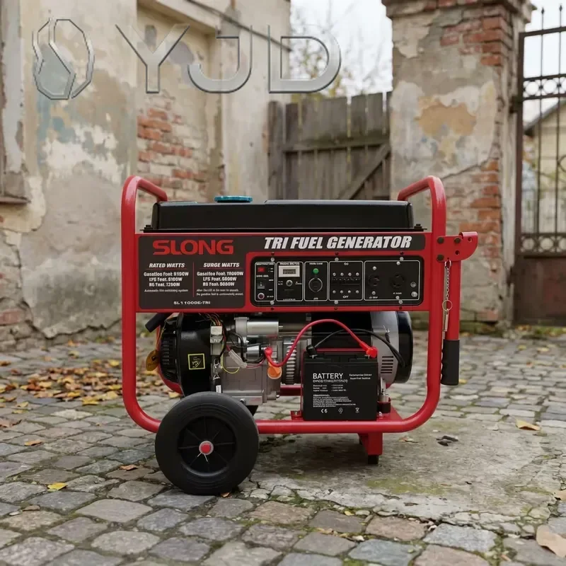 Ready to Ship Tri Fuel 9KW Generator with Wheel and Handle   LPG Natural Gas Air Cooled Engine for Home and Jobsite