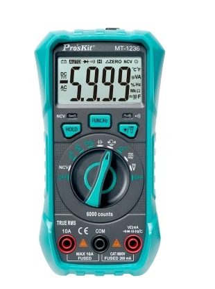 PRO'SKIT MT-1236 3-5/6 True-RMS Digital Multimeter with ACV/A True RMS Measurement Overload Protection for Student or Teaching