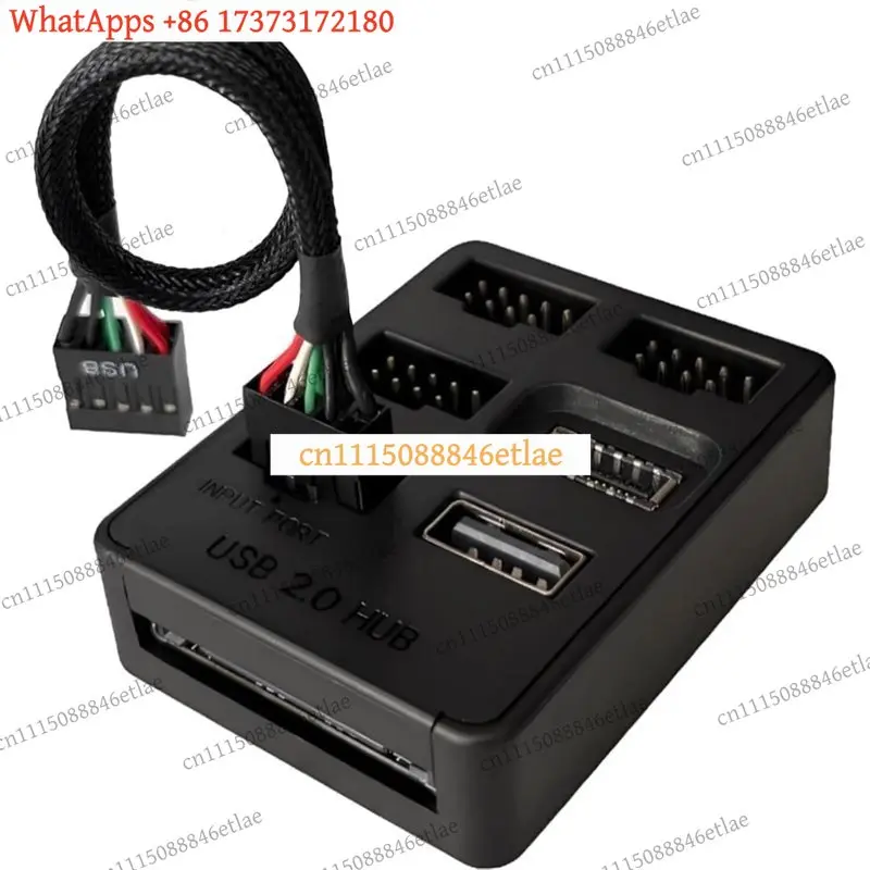 LKB  5-Port USB 2.0 Internal Hub with SATA Power - Motherboard 9-Pin Header to 4x USB-A Adapter Cable