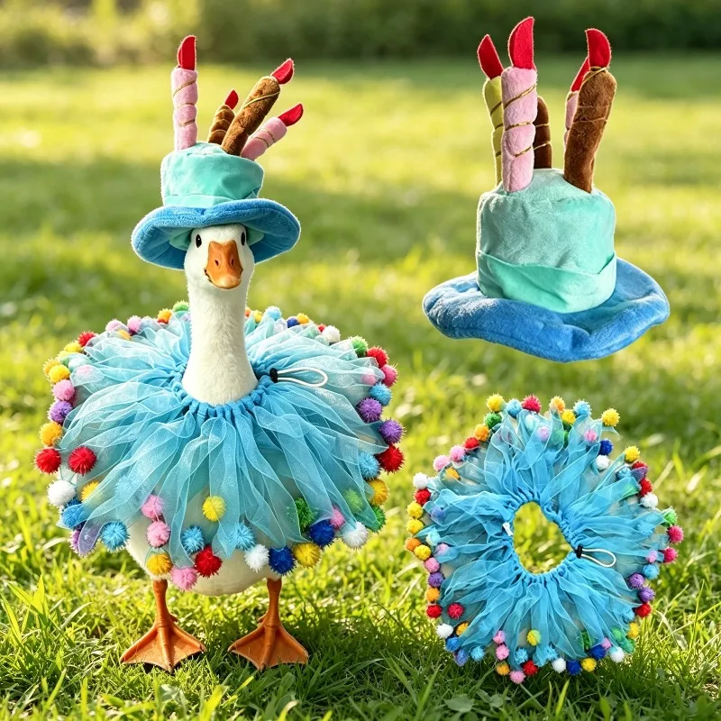 Happy Birthday Set 23 Inch Statue Costume Cake Hat and Bandana Ideal for Lawn Courtyard Garden Display (no Geese)