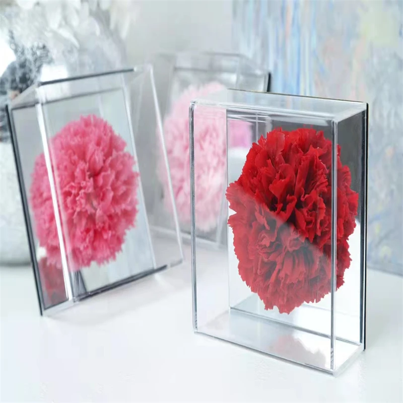 

Mother Day Present Preserved Eternal Rose Carnation In Acrylic Box Austin Rose In Transparent Box Wedding Flower Birthday Gifts
