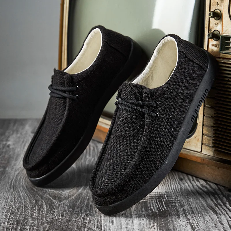 Le Fu Shoes Men's Canvas Flat Top High Quality Brand Casual Shoes Boat  Luxury Shoe Facon Designer Shoe Flat Bottom Loafers