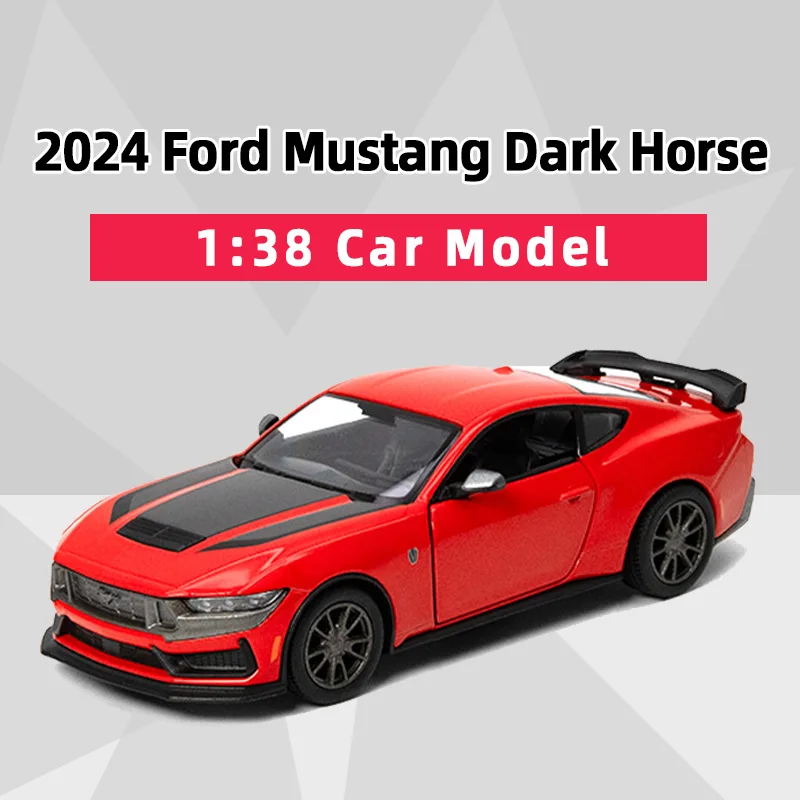 Модель автомобиля kinsmart 2024 Ford Mustang Dark Horse Sport, литой автомобиль из сплава, игрушка 1/38 с откидной спинкой для детей, подарки, коллекция игрушек