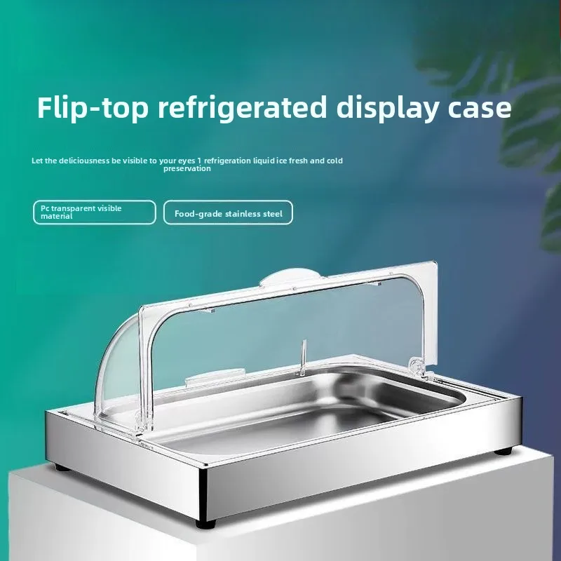 Stainless Steel Mini Countertop Freezer Display, Compact Refrigerated Showcase for Fruit & Dessert