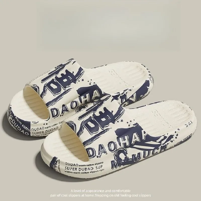 厚底EVA素材のアウトドアサンダル、身長アップ効果のあるメンズグラフィティビーチサンダル、メンズスリッパ、ホームカップルサンダル