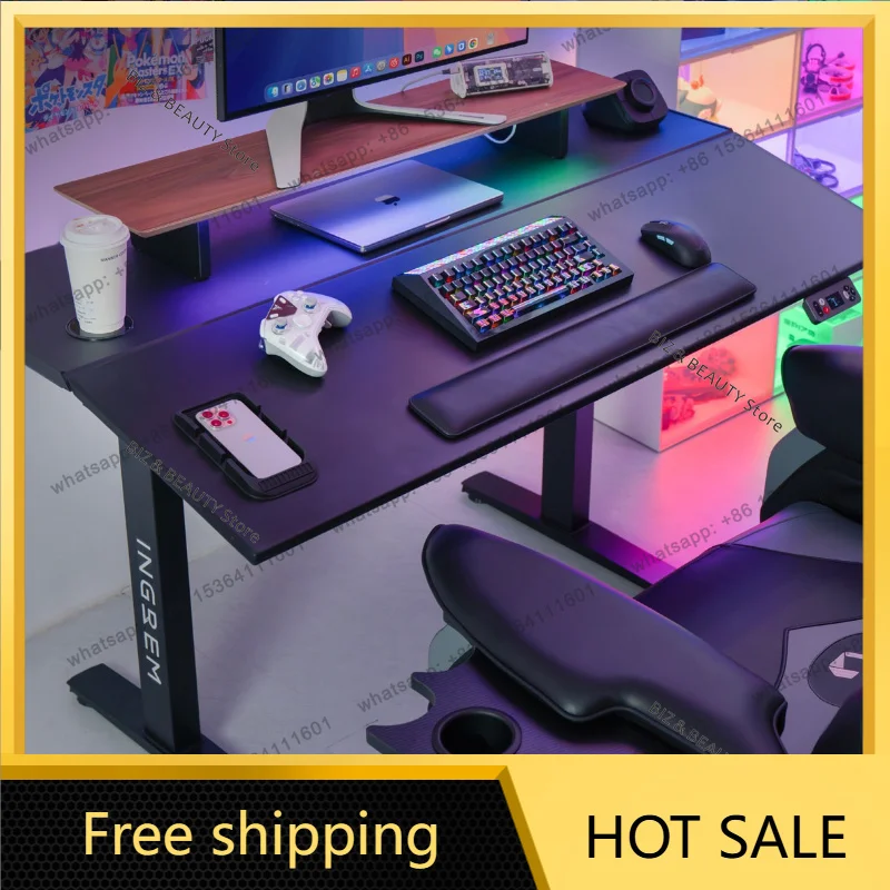 FG Multi-Functional Electric Standing Desk Monitor Mount & Tilt Function Height Adjustable Gaming Desk & Workstation Furniture J