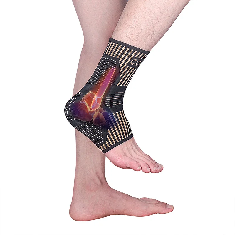 1PC Copper Ankle Brace Compression Ankle Sleeve Support for Plantar Fasciitis Sprained Ankle Achilles Tendon Pain Relief Running