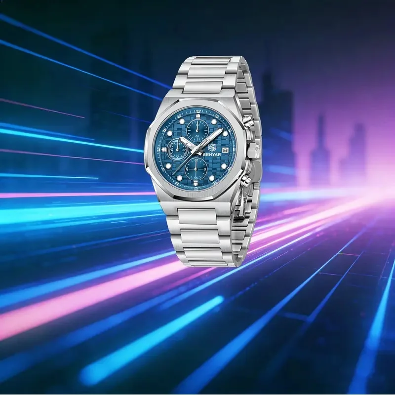 BENYAR High-End Luxury Men's Mechanical Watch All-Match Fashion Stainless Steel Small Three-Pin 3Bar Waterproof Luminous Watch