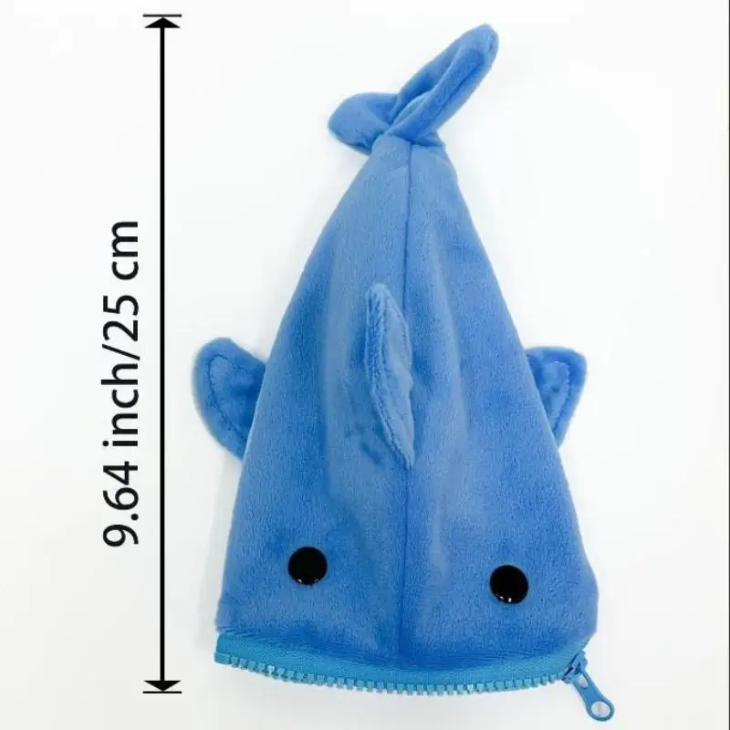 Cute Cartoon Shark Plush Pencil Case Lovely Animal Pen Bag Large Capacity Stationery Storage Pouch For Student School Supplies