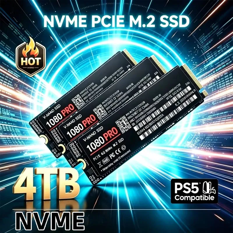 Original New 1080PRO M.2 NVMe PCIe 4.0 SSD High Speed 1/2/4TB Gaming Internal Drive Storage Upgrade For PS5 Laptop Desktop PC