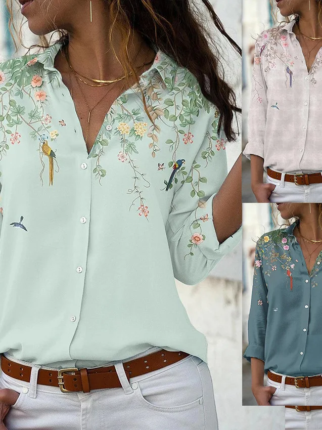 Camicia Lunga Casual con Bottoni, Vestibilità Ampia, Stile Street, Scollo a V, Stampa Fresca, Sensazione di Libertà, Moda Estiva, Qualità Premium per Donne