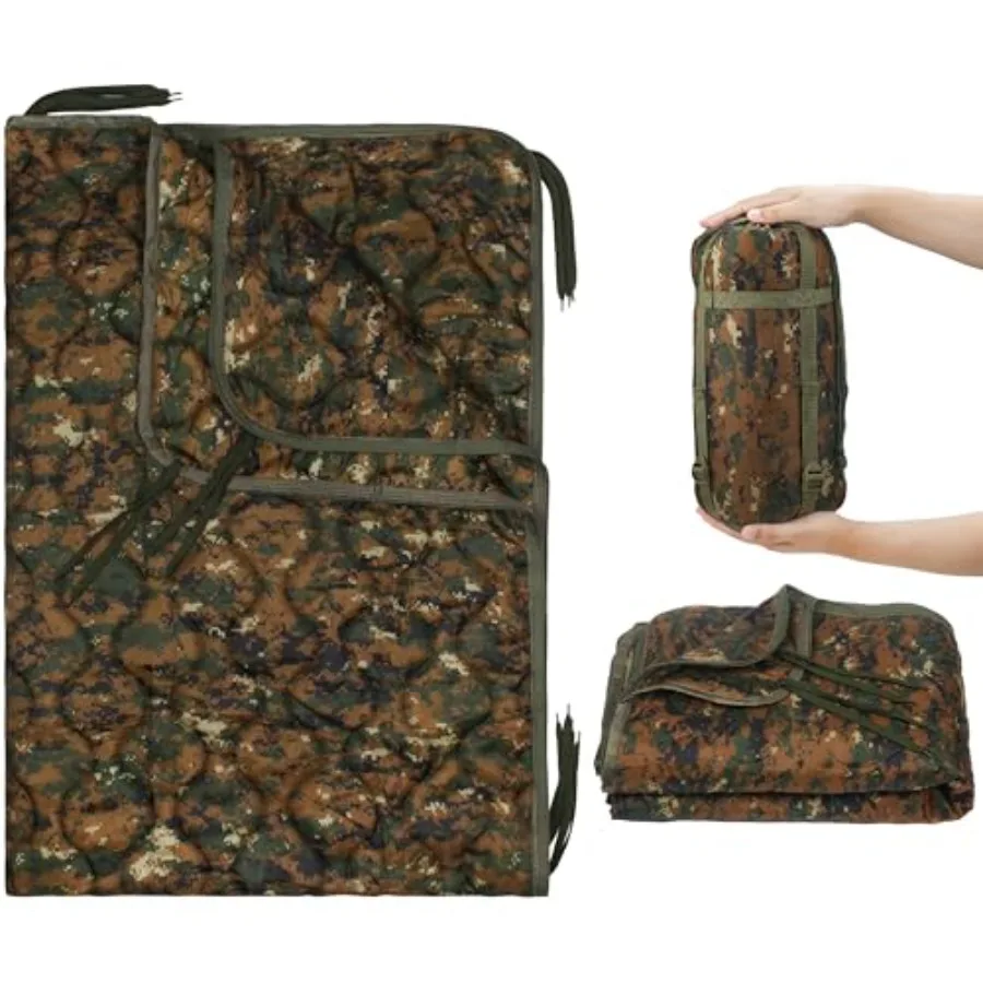 

Woobie Blanket, Military Poncho Liner Camo Insulated Camping Woobie Blanket for Outdoor Hiking Woodland Digital with Zipper