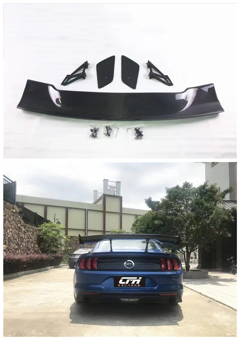 

High Quality Real Carbon Fiber Spoiler For Models 2015-2016-2017-2018-2019 Ford Mustang Modified GT3 Carbon Fins