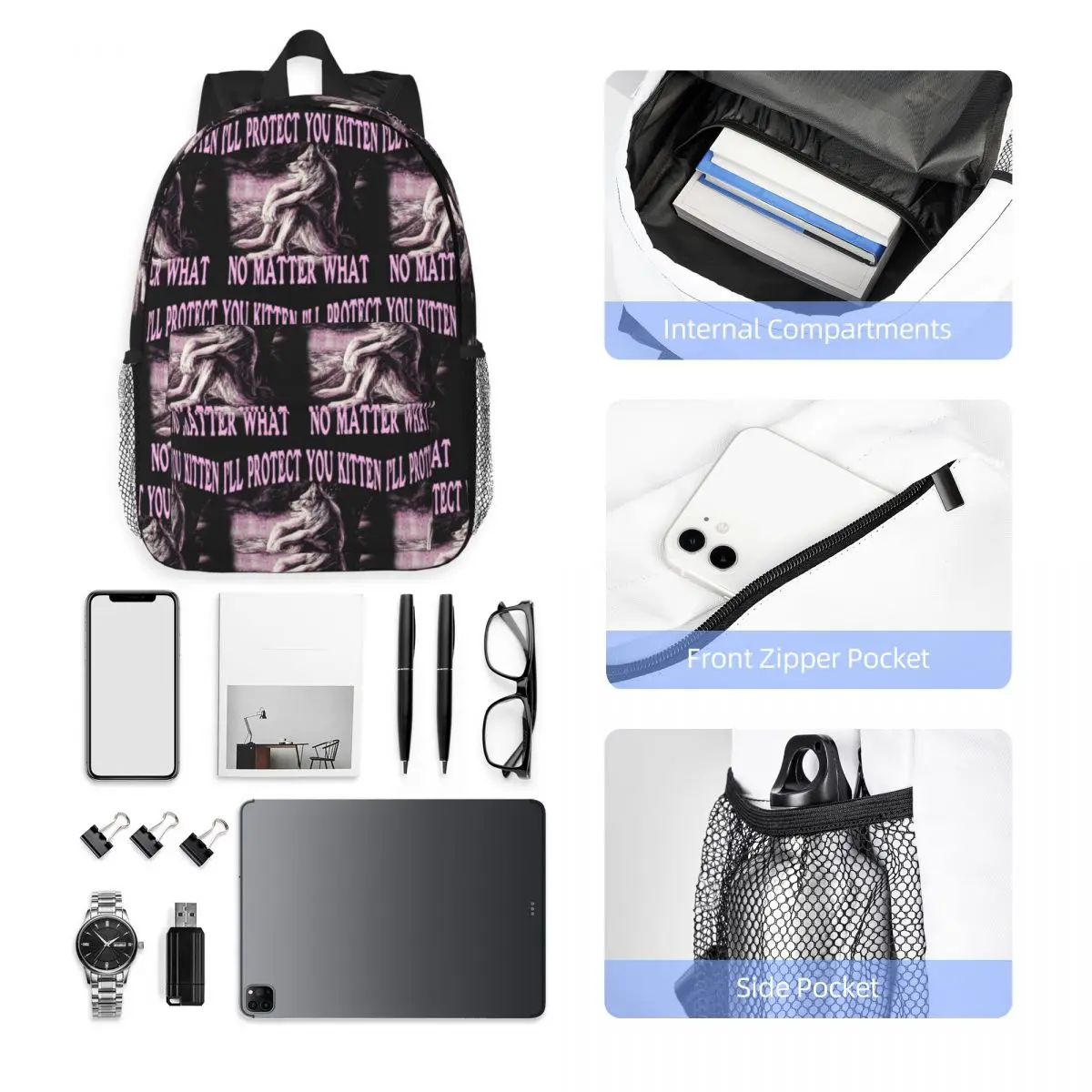 Wolf Ripping Alpha Wolf Werewolf Backpack Hot Sale Daypack Large Capacity Boys Girls BookBag Shoulder Bags Men Women School Bag