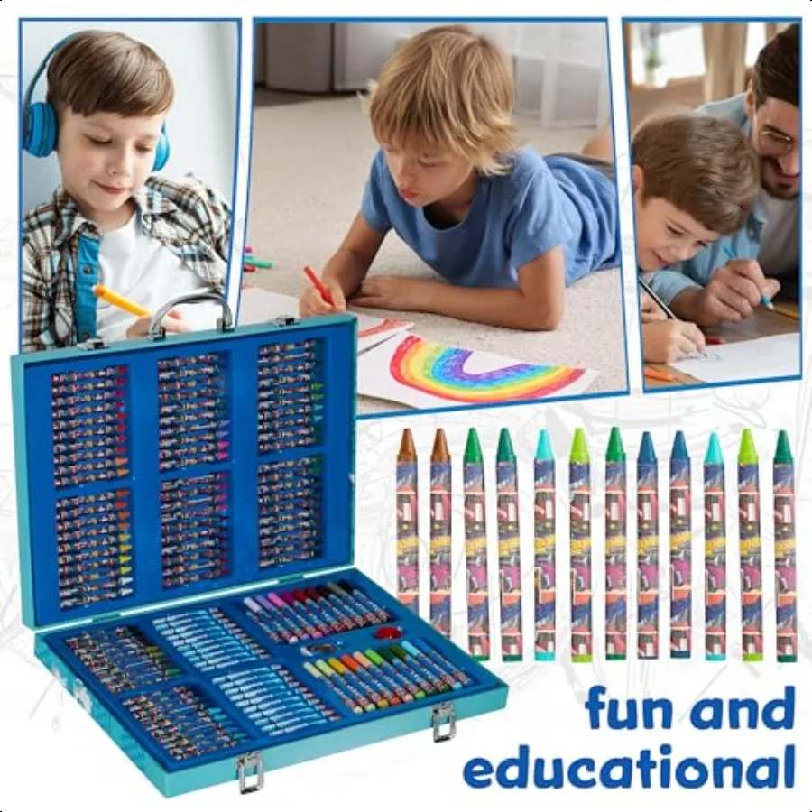 أقلام رصاص ملونة فنية 130 قطعة مجموعة رسم المدرسية يطير اللوحة الفتيات رسم أقلام الفن عدة حقيبة سفر مع الطباشير الفن