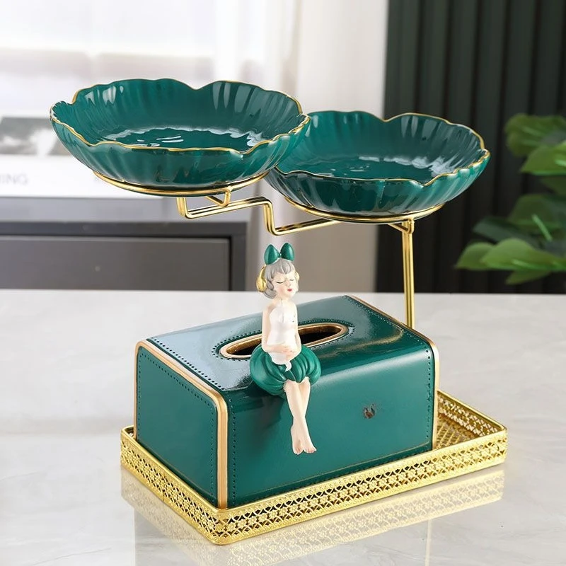 

wrought iron ceramic fruit plate, high-end light luxury living room coffee table candy plate, snack plate