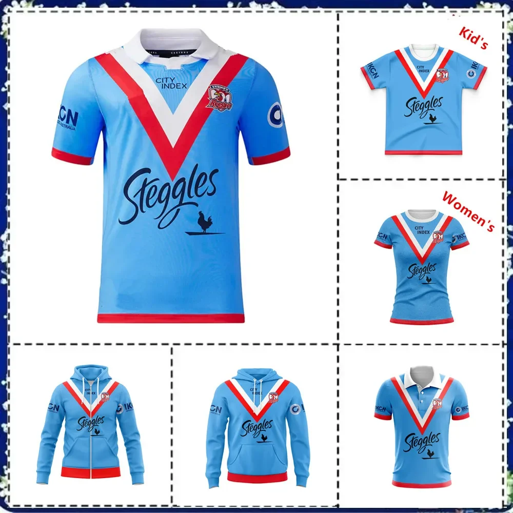 

2024 SYDNEY ROOSTERS MENS WARTIME RUGBY Hooded zipper JERSEY Kids - Women's - Men's Size: S-5XL ( Print name and number )